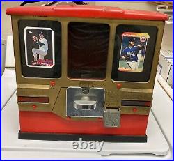 Vintage Oak Premiere Baseball Gum & Card Vendor Machine GOLD FRONT NO KEYS WORKS