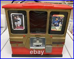 Vintage Oak Premiere Baseball Gum & Card Vendor Machine GOLD FRONT NO KEYS WORKS