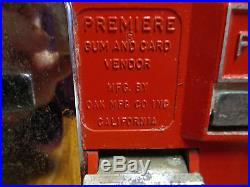 Vintage Oak Premiere Gum & Card Coin Op Vendor Machine with over 550 cards