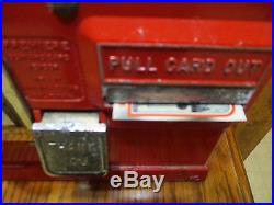 Vintage Oak Premiere Gum & Card Coin Op Vendor Machine with over 550 cards