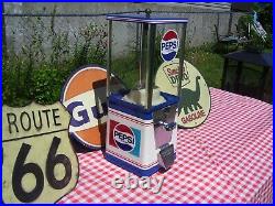 Vintage Oak Vista 60s 70s Restored Gumball Machine In 70s Pepsi Cola Theme