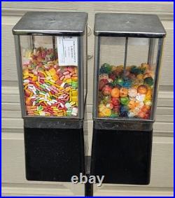 Vintage Oak Vista Candy Machine Double Head Stand ACS Charity 10¢ 25¢ No Keys