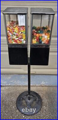 Vintage Oak Vista Candy Machine Double Head Stand ACS Charity 10¢ 25¢ No Keys