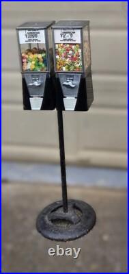 Vintage Oak Vista Candy Machine Double Head Stand ACS Charity 10¢ 25¢ No Keys