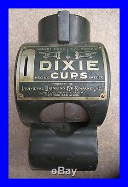 Vintage Old Antique Dixie Cup Penny Coin Op Operated Dispenser Vending Machine