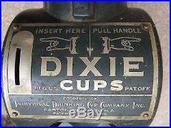 Vintage Old Antique Dixie Cup Penny Coin Op Operated Dispenser Vending Machine