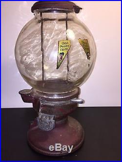 Vintage One Cent Columbus Gumball Machine Star A