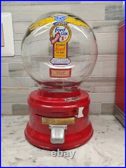 Vintage One Cent Ford Gumball Machine Glass Globe Red, Chute Cover & Side Decals