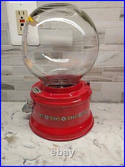 Vintage One Cent Ford Gumball Machine Glass Globe Red, Chute Cover & Side Decals