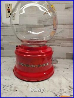 Vintage One Cent Ford Gumball Machine Glass Globe Red, Chute Cover & Side Decals