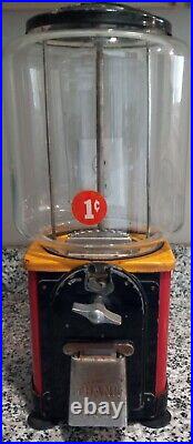 Vintage One Cent Gum Ball Machine NO KEY HAS NOT BEEN TESTED