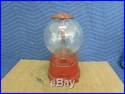 Vintage One Cent Penny Gumball Vending Machine with original round glass globe