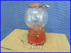 Vintage One Cent Penny Gumball Vending Machine with original round glass globe