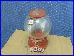 Vintage One Cent Penny Gumball Vending Machine with original round glass globe