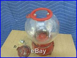 Vintage One Cent Penny Gumball Vending Machine with original round glass globe