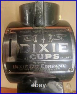 Vintage Original Coin Operated Dixie Cup Dispenser Keys & Mounting Plate Pt 1913