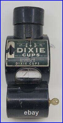 Vintage Original Coin Operated Dixie Cup Dispenser WithKeys Works Antique 1910's