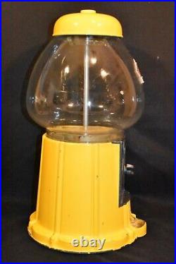 Vintage Original Yellow Carousel Gumball Machine Original Glass 15 x 8 Works