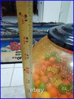 Vintage PENNY 1 CENT GUMBALL GUM VENDING VENDOR MACHINE Red With Key And Prizes