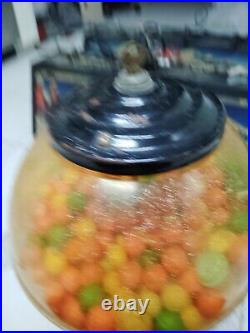 Vintage PENNY 1 CENT GUMBALL GUM VENDING VENDOR MACHINE Red With Key And Prizes