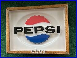 Vintage PEPSI Sign Acrylic Vending Machine Framed 15.5 x 11.5