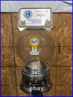 Vintage Penny Ford Gum Gumball Machine with Lions Club Advertisement Frame