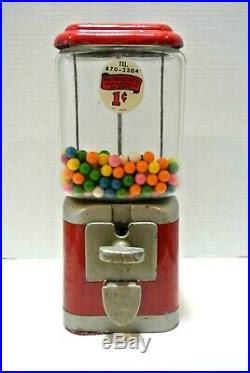 Vintage Penny Gum-ball Machine 1940's 1950's Western Coin Operated 1010