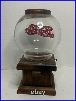 Vintage Pepsi-Cola Gumball Machine Glass Globe Wood Base Candy Dispenser Antique