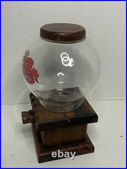 Vintage Pepsi-Cola Gumball Machine Glass Globe Wood Base Candy Dispenser Antique