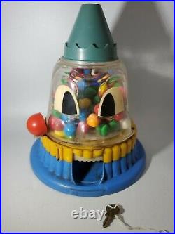 Vintage Plastic Bubble Gum Machine With Key Rare