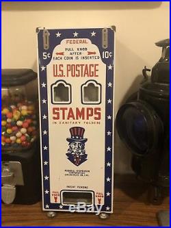 Vintage Porcelain Uncle Sam US Postage Stamp Coin Operated Federal Dispenser LA