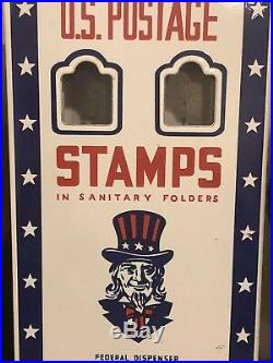 Vintage Porcelain Uncle Sam US Postage Stamp Coin Operated Federal Dispenser LA