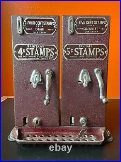 Vintage Postage Stamp Vending Machine Schermack 4 & 5 cent Double Crank postal