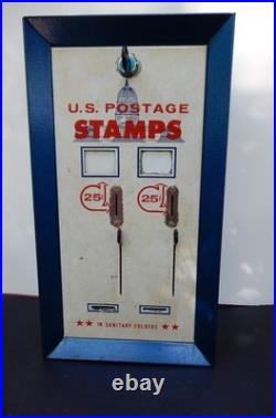 Vintage Postal Stamp Machine, dual 25 cent, with key