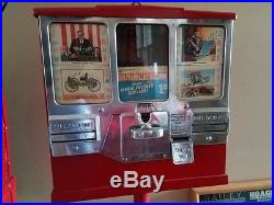 Vintage Premiere Gum and Card Vendor Oak Mfg Coin Operated with Stand California