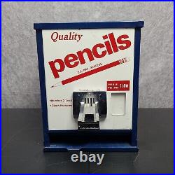 Vintage Quality Pencils Coin Operated 25¢ Cent School Vending Machine RUSTY