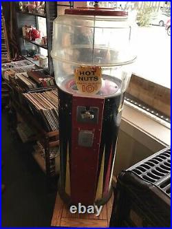 Vintage RARE Hot Nuts Machine 10 cent Dime Oak Mfg Repair or Parts Large 42Tall