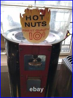Vintage RARE Large 42 Hot Nuts Machine 10 cent Dime Oak Mfg Repair or Parts