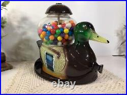 Vintage RARE! Mallard Duck Gum ball Machine Glass Globe Carousel Ind. FREE SHIP
