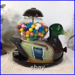 Vintage RARE! Mallard Duck Gum ball Machine Glass Globe Carousel Ind. FREE SHIP