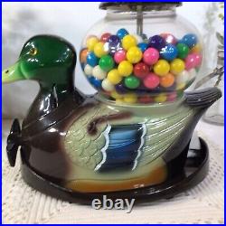 Vintage RARE! Mallard Duck Gum ball Machine Glass Globe Carousel Ind. FREE SHIP