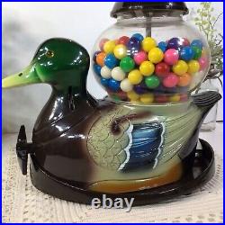 Vintage RARE! Mallard Duck Gum ball Machine Glass Globe Carousel Ind. FREE SHIP