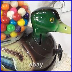 Vintage RARE! Mallard Duck Gum ball Machine Glass Globe Carousel Ind. FREE SHIP