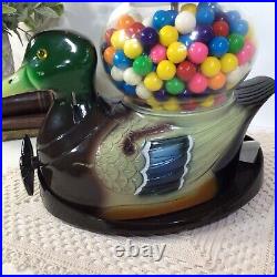 Vintage RARE! Mallard Duck Gum ball Machine Glass Globe Carousel Ind. FREE SHIP