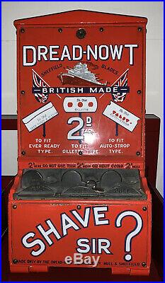 Vintage Rare Dread Nowt Battleship Porcelain Penny Razor Blade Vending Machine