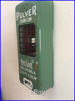 Vintage Rare Green Pulver One Cent Gum Machine Working
