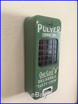 Vintage Rare Green Pulver One Cent Gum Machine Working