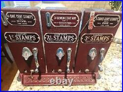 Vintage Rare Schermack Postage Stamp Vending Machine TRIPLE! 1c 3c & 7c Air Mail