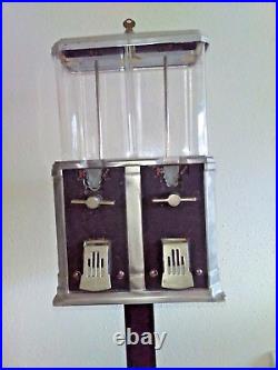 Vintage Rare art-deco 1940's National Double Nugget gumball machine with stand VG