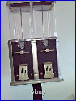 Vintage Rare art-deco 1940's National Double Nugget gumball machine with stand VG